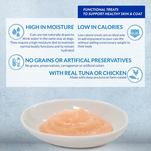 INABA Churu Lickable Purée Natural Cat Treats for Skin and Coat with Omega Oils, Taurine and Vitamin E, 0.5 Ounces Each, 24 Tubes (Four per Package), Tuna Recipe