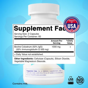 Vitamatic Bovine Colostrum Supplement 1000 Mg per Serving - 50% Highest Igg - Supplement for Gut Health, Hair Growth, Beauty, Muscle Recovery, & Immune Support - 120 Capsules 