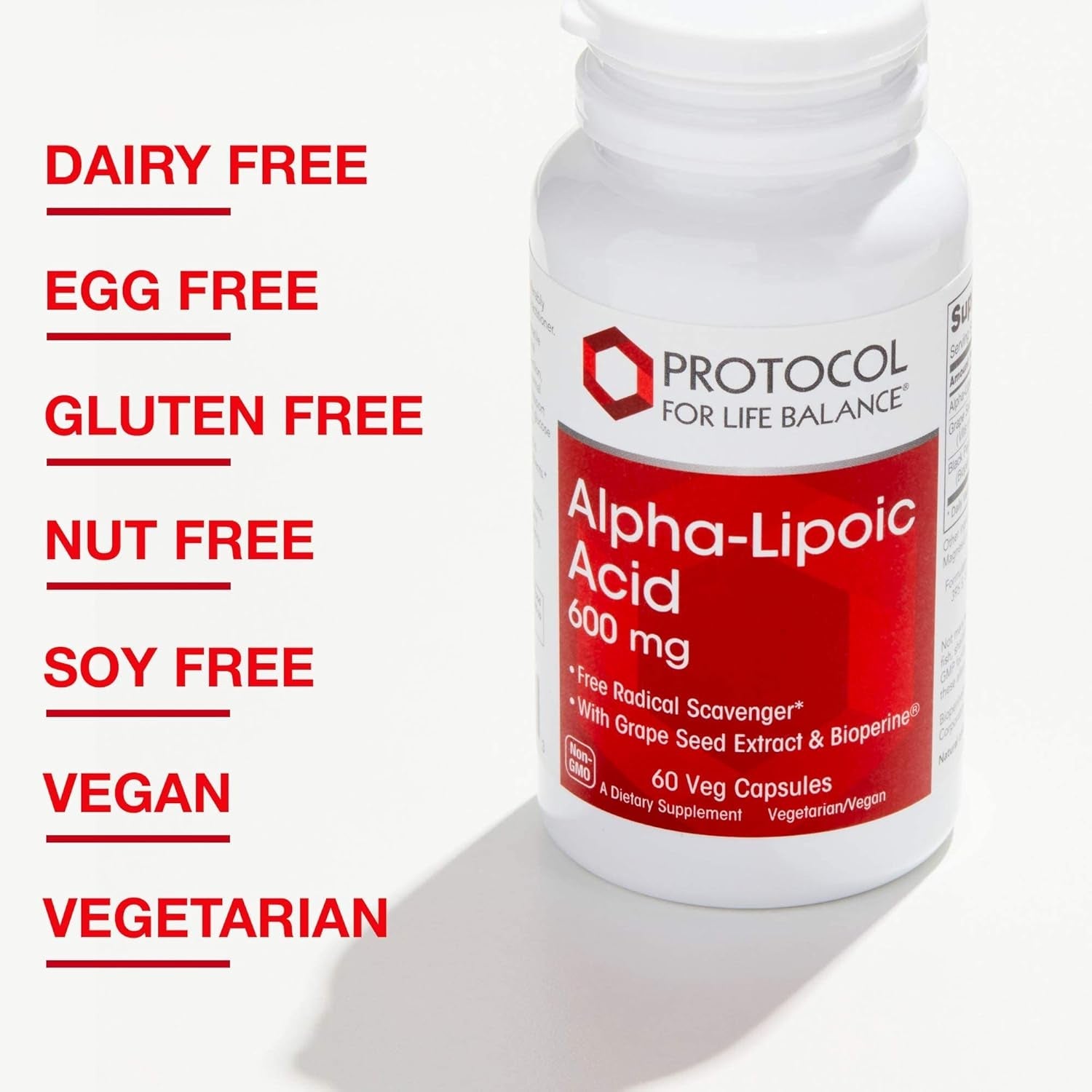 Protocol Alpha Lipoic Acid 600Mg - Grape Seed Extract and Bioperine - 