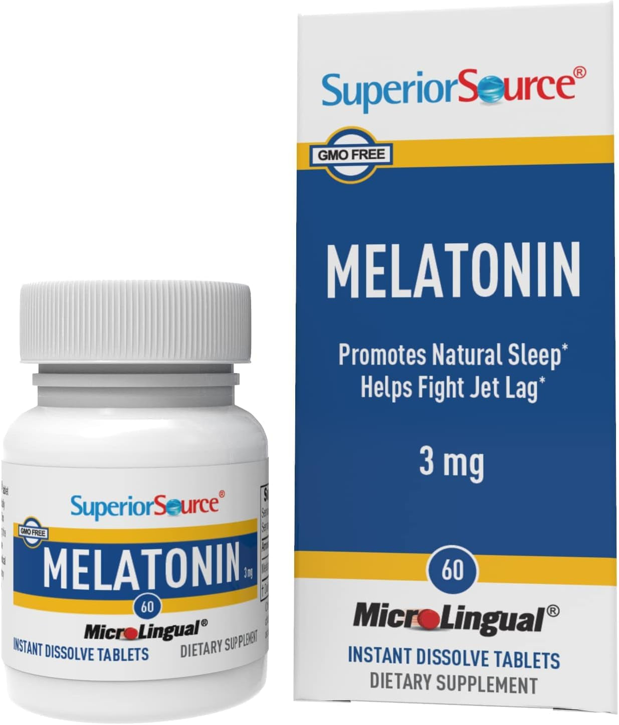 Superior Source Melatonin 3 Mg - Healthy Sleep Support Supplement for Adults - Melatonin Formula with Chamomile Aids Relaxation & Restful Sleep - 60 Sublingual Dissolving Tablets
