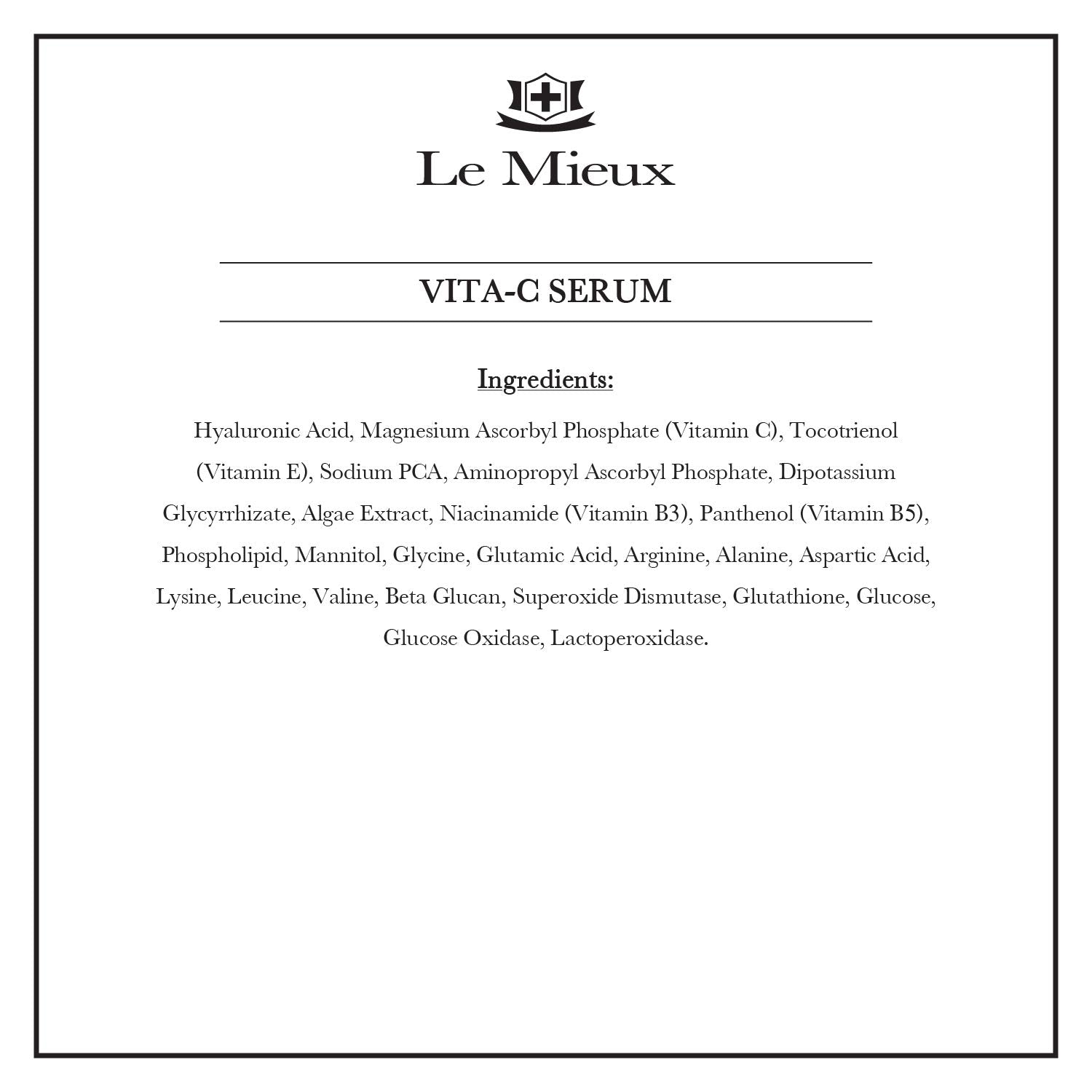 Le Mieux Vita-C Serum - Concentrated Vitamin C & Glutathione Antioxidant Facial Serum for Glowing Skin, Vit C Face Serum to Address the Appearance of Uneven Tone & Blotchiness (1 Oz / 30 Ml)