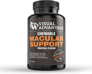 Visual Advantage® Macular Support Chewables – AREDS 2 Vitamins for Healthy Eyes – Great Tasting Tropical Flavored Chewable Tablets – 3 Month Supply (180) 