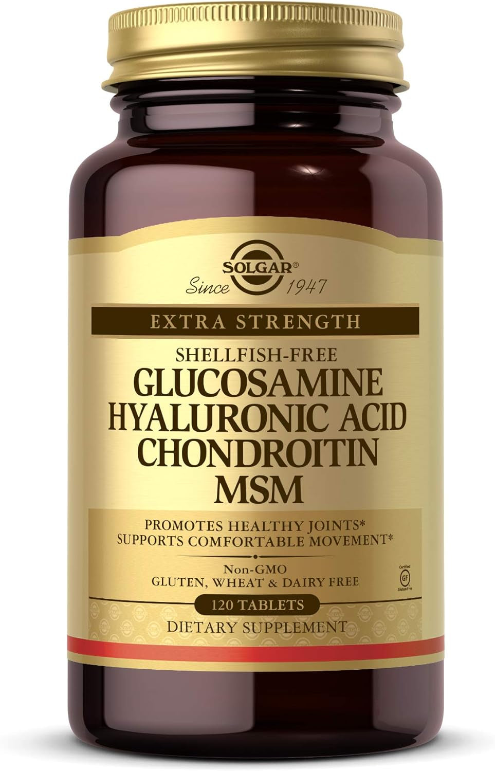 Solgar Glucosamine Hyaluronic Acid Chondroitin MSM, 120 Tablets - Supports Healthy Joints & Range of Motion & Flexibility - Extra Strength, Shellfish Free - Non-Gmo, Gluten Free - 40 Servings