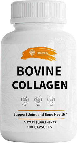 Bovine Collagen Supplements for Men and Women I Hydrolyzed Grass Fed Bovine Collagen Peptides Dietary Supplement for Joint, Nerve & Bone Support - Non-Gmo, Anti-Aging - 100 Capsules