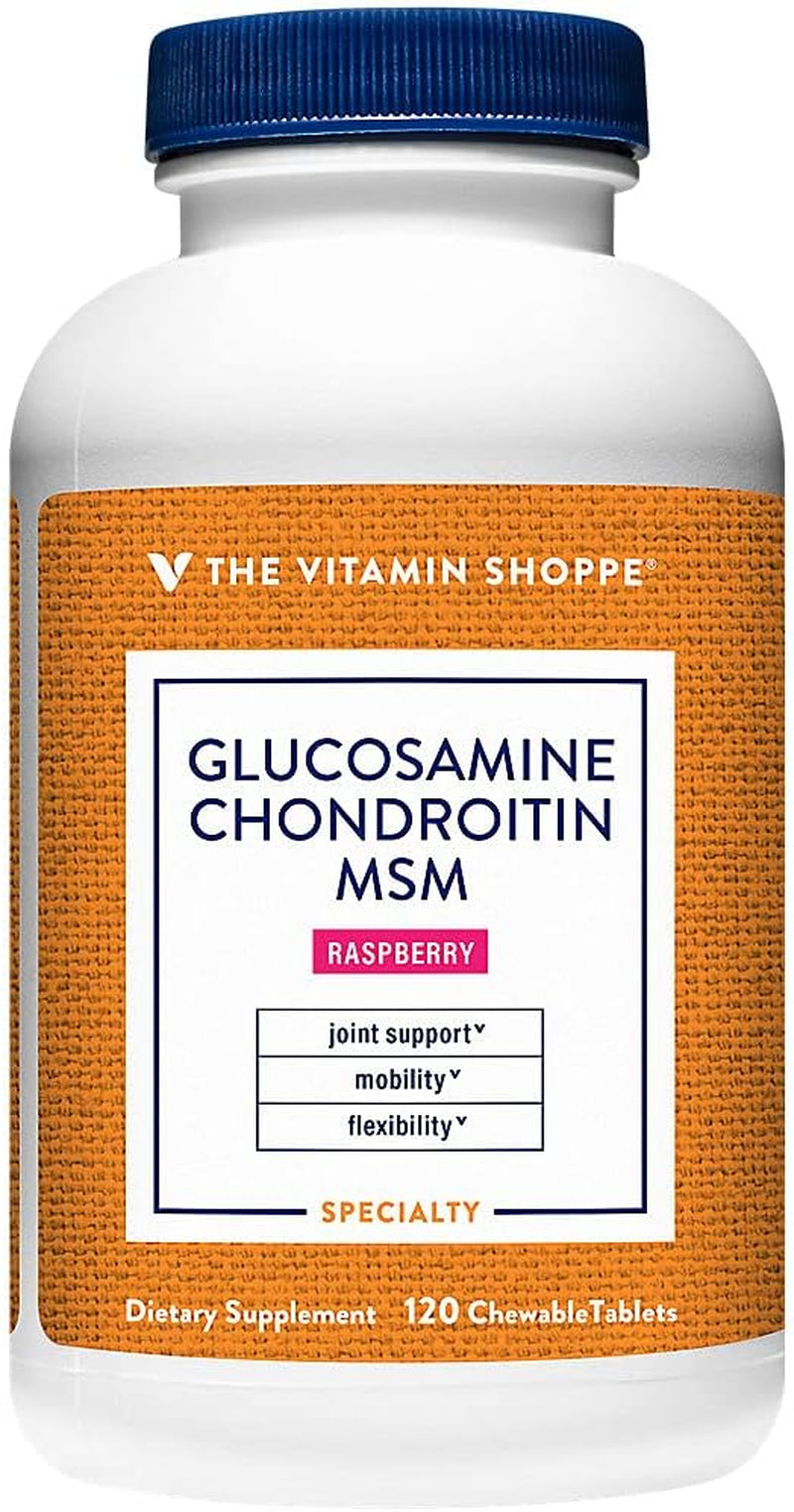 Glucosamine Chondroitin MSM Chewable Wafers with 100Mg of Branded Optimsm™ Ingredient – Raspberry Flavor - Supports Healthy Joint Mobility, Flexibility & Structure (120 Count) 