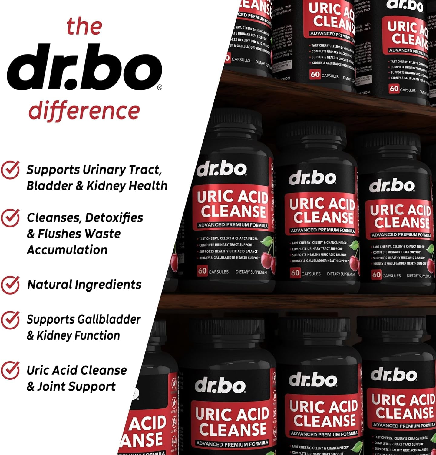 Uric Acid Cleanse Support Supplement - Kidney Herbal Supplements Pills with Chanca Piedra, Celery & Tart Cherry Extract Formula - Joint Support, Uric Acid Flush & Kidney Cleanse Detox Purge Capsules 