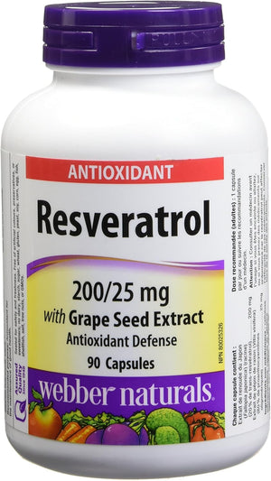 Webber Naturals Resveratrol with Grape Seed Extract, 200Mg/25Mg, 90 Capsules 
