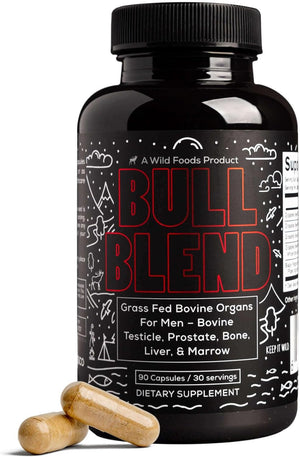 Wild Foods Men'S Testosterone Booster, Beef Organs Complex, Grass-Fed Bovine Supplement, Liver, Prostate, Testicle, Bone, 30 Day, 90 Capsules
