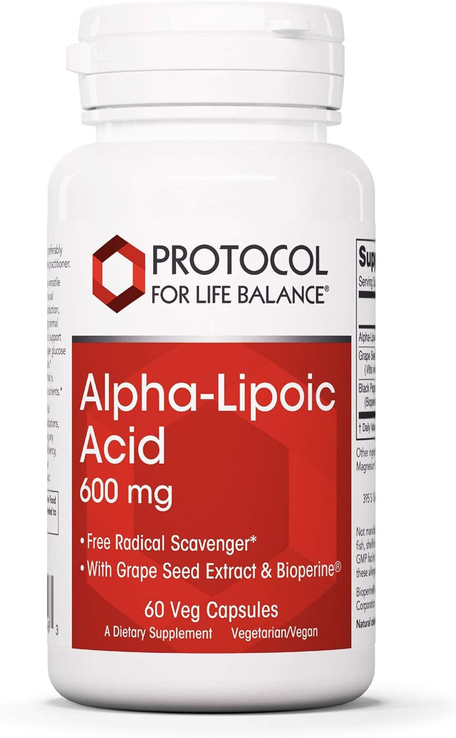 Protocol Alpha Lipoic Acid 600Mg - Grape Seed Extract and Bioperine 