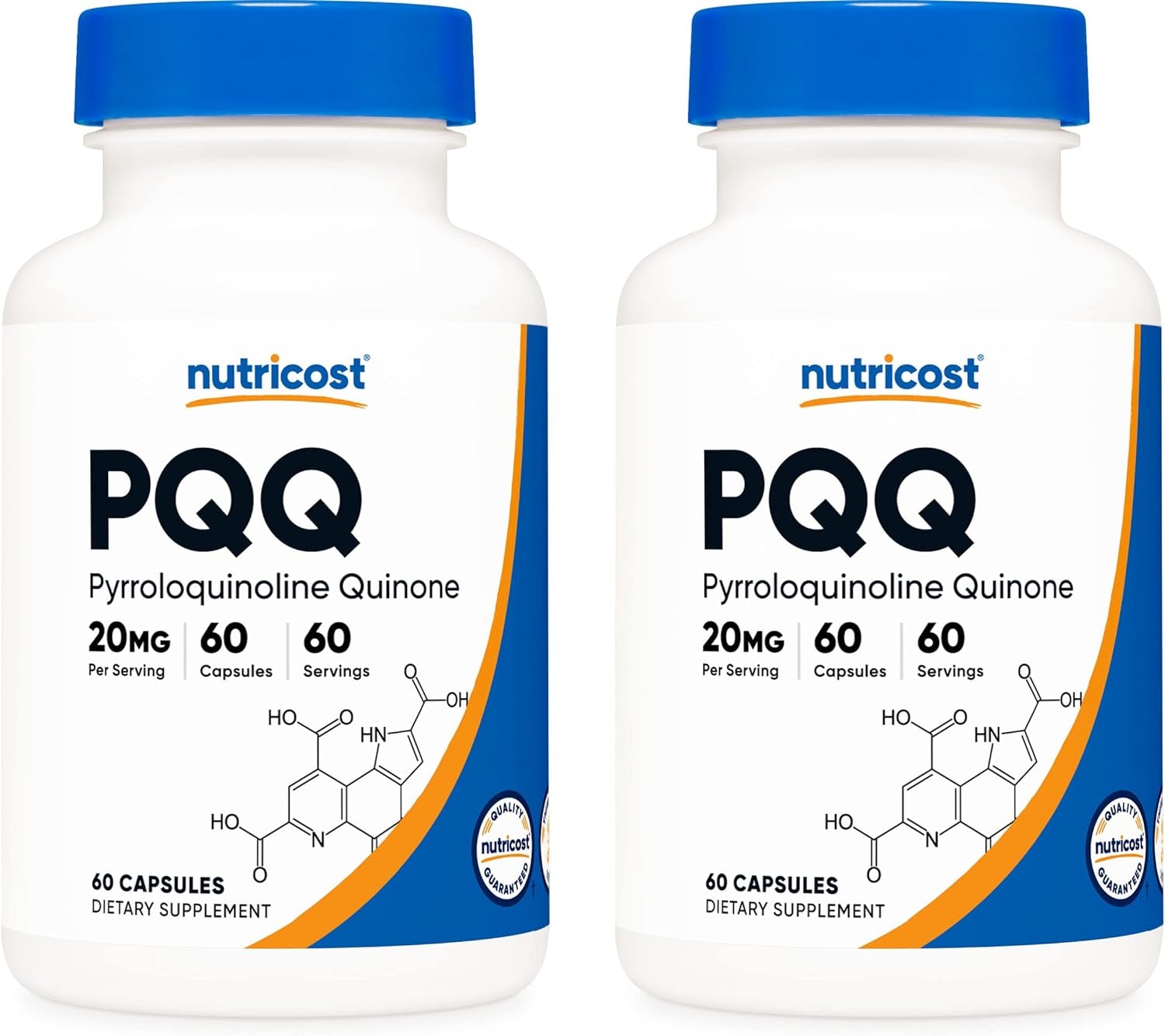 Nutricost PQQ (Pyrroloquinoline Quinone) 20Mg, 60 Capsules (2 Bottles) - Veggie Capsules, Non-Gmo, Gluten Free