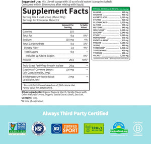 Garden of Life SPORT Whey plus Weight Management with Amino Energy - 20G of Grass Fed Protein Isolate for Women and Men - Vanilla Powder - with Capsimax, 2 Billion CFU Probiotics, about 15 Servings 
