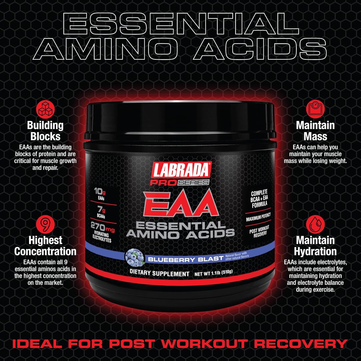 Labrada Pro Series EAA Maximum Potency Essential Amino Acid Hydrating Formula with Bcaas & Elecrolytes Recovery and Performance (Sour Gummy Bear)