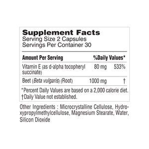 KORESELECT Beet Root Capsules with Vitamin E - Nitric Oxide Supplement Booster for Blood Circulation, Antioxidants Immune Support, Natural Athletic Performance, Wellness Formula - Vegan 60 Caps 