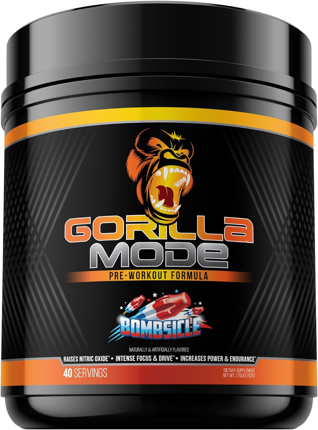 Gorilla Mode Pre Workout - Massive Pumps · Laser Focus · Energy · Power - L-Citrulline, Creatine, L-Tyrosine, Betaine, Hydroprime , Alpha-Gpc, 400Mg 